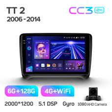 Штатная магнитола Teyes CC3 2k 6+128 Gb Audi TT 2 8J 2006-2014 9″