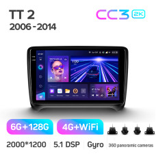 Штатная магнитола Teyes CC3 2k 6+128 Gb 360° Audi TT 2 8J 2006-2014 9″