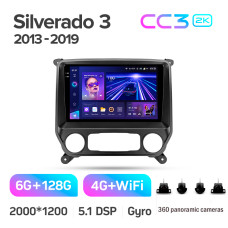 Штатная магнитола Teyes CC3 2k 6+128 Gb 360° Chevrolet Silverado 3 GMTK2 2013-2019 10″