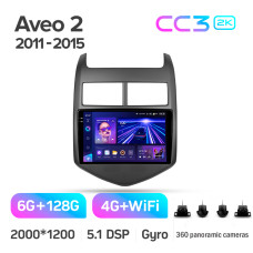 Штатная магнитола Teyes CC3 2k 6+128 Gb 360° Chevrolet Aveo 2 2011-2015 9″