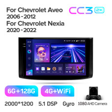 Штатная магнитола Teyes CC3 2k 6+128 Gb Chevrolet Aveo T250 2006-2012 / Nexia 1 2020-2022 9″