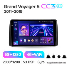 Штатна магнітола Teyes CC3 6+128 Gb з коловим оглядом 360° Chrysler Grand Voyager 5 2011-2015 9" 2k (L1)