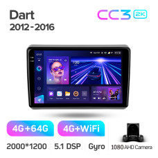 Штатна магнітола Teyes CC3 4+64 Gb Dodge Dart 2012 - 2016 9" 2k