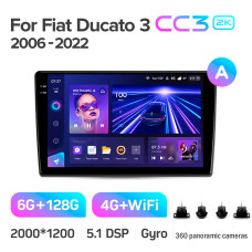 Штатная магнитола Teyes CC3 2k 6+128 Gb 360° Fiat Ducato 3 / Peugeot Boxer 2 / Citroen Jumper 2 2006-2022 (A) 9″