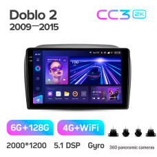 Штатная магнитола Teyes CC3 2k 6+128 Gb 360° Fiat Doblo 2 263 2009-2015 9″