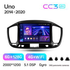 Штатная магнитола Teyes CC3 2k 6+128 Gb 360° Fiat Uno 2014-2020 9″