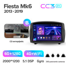 Штатна магнітола Teyes CC3 6+128 Gb з коловим оглядом 360° Ford Fiesta Mk 6 (F2) 2008-2019 (B) 9" 2k