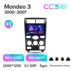 Штатная магнитола Teyes CC3 2k 6+128 Gb 360° Ford Mondeo 3 2000-2007 (F1) 9″