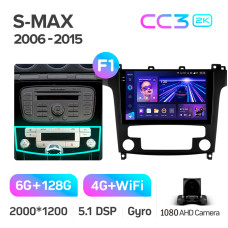 Штатная магнитола Teyes CC3 2k 6+128 Gb Ford S-MAX 1 2006-2015 (F1) 9″