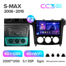Штатная магнитола Teyes CC3 2k 6+128 Gb 360° Ford S-MAX 1 2006-2015 (F2) 9″