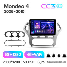 Штатная магнитола Teyes CC3 2k 6+128 Gb 360° Ford Mondeo 4 2006-2010 10″