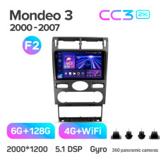 Штатная магнитола Teyes CC3 2k 6+128 Gb 360° Ford Mondeo 3 2000-2007 (F2) 9″