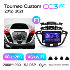 Штатна магнітола Teyes CC3 6+128 Gb з коловим оглядом 360° Ford Tourneo Custom 1 I Transit (F1) 2012-2021 9" 2k