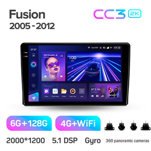 Штатна магнітола Teyes CC3 6+128 Gb з коловим оглядом 360° Ford Fusion 1 2005-2012 9