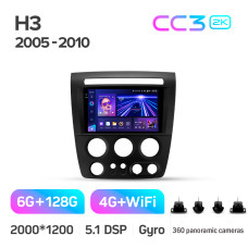 Штатна магнітола Teyes CC3 6+128 Gb з коловим оглядом 360° Hummer H3 1 2005-2010 9" 2k (L1)