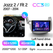 Штатна магнітола Teyes CC3 6+128 Gb з коловим оглядом 360° Honda Jazz 2 GG Fit 2 GE 2007 - 2014 10" 2k
