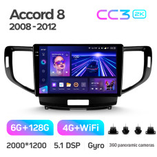 Штатная магнитола Teyes CC3 2k 6+128 Gb 360° Honda Accord 8 2008-2012 9″