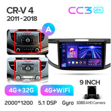 Штатная магнитола Teyes CC3 2k 4+32 Gb Honda CR-V 4 RM RE (9 inch) 2011-2018 (A) 9″
