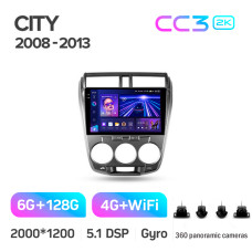 Штатна магнітола Teyes CC3 6+128 Gb з коловим оглядом 360° Honda City 2008-2013 10" 2k