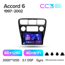 Штатна магнітола Teyes CC3 6+128 Gb з коловим оглядом 360° Honda Accord 6 1997-2002 9" 2k