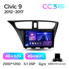 Штатная магнитола Teyes CC3 2k 4+32 Gb Honda Civic 9 FK FB 2012-2017 9″
