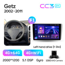 Штатная магнитола Teyes CC3 2k 4+64 Gb Hyundai Getz 1 (1 Din) 2002-2011 (F1) 9″