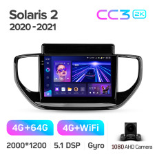 Штатная магнитола Teyes CC3 2k 4+64 Gb Hyundai Solaris 2 2020-2021 9″
