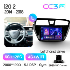 Штатная магнитола Teyes CC3 2k 6+128 Gb Hyundai i20 2 GB 2014-2018 9″