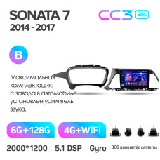 Штатная магнитола Teyes CC3 2k 6+128 Gb 360° Hyundai Sonata 7 LF 2014-2017 (B) 9″