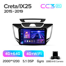 Штатная магнитола Teyes CC3 2k 4+64 Gb Hyundai Creta IX25 2015-2019 10″