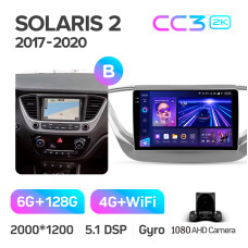 Штатная магнитола Teyes CC3 2k 6+128 Gb Hyundai Solaris 2 2017-2020 (B) 9″