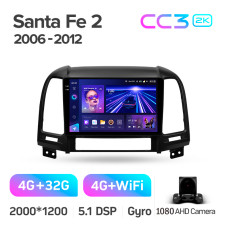 Штатная магнитола Teyes CC3 2k 4+32 Gb Hyundai Santa Fe 2 2006-2012 9″
