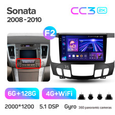 Штатная магнитола Teyes CC3 2k 6+128 Gb 360° Hyundai Sonata NF 2008-2010 (F2) 9″