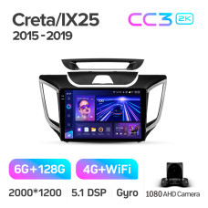 Штатная магнитола Teyes CC3 2k 6+128 Gb Hyundai Creta IX25 2015-2019 10″