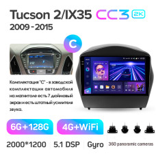 Штатная магнитола Teyes CC3 2k 6+128 Gb 360° Hyundai Tucson 2 LM IX35 2009-2015 (C) 9″