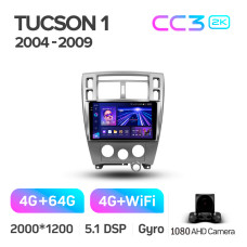 Штатная магнитола Teyes CC3 2k 4+64 Gb Hyundai Tucson 1 2004-2009 10″