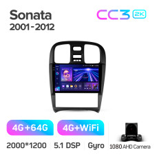 Штатная магнитола Teyes CC3 2k 4+64 Gb Hyundai Sonata EF 2001-2012 9″