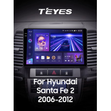 Штатная магнитола Teyes CC3 2k 6+128 Gb Hyundai Santa Fe 2 2006-2012 9″