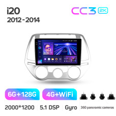 Штатная магнитола Teyes CC3 2k 6+128 Gb 360° Hyundai i20 2 2012-2014 9″