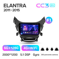 Штатна магнітола Teyes CC3 6+128 Gb з коловим оглядом 360° Hyundai Elantra 5 JK GD MD UD 2010-2016 (F1) 9" 2k