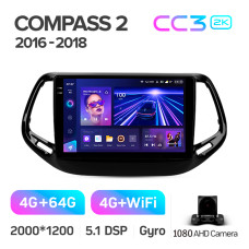 Штатная магнитола Teyes CC3 2k 4+64 Gb Jeep Compass 2 MP 2016-2018 10″