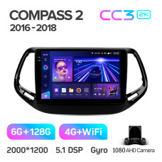 Штатная магнитола Teyes CC3 2k 6+128 Gb Jeep Compass 2 MP 2016-2018 10″