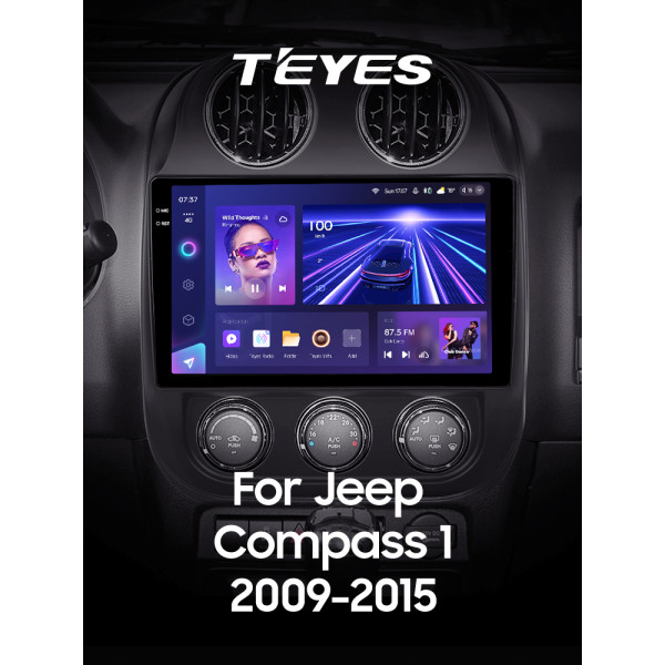 Штатная магнитола Teyes CC3 2k 4+64 Gb Jeep Compass 1 MK 2009-2015 10″