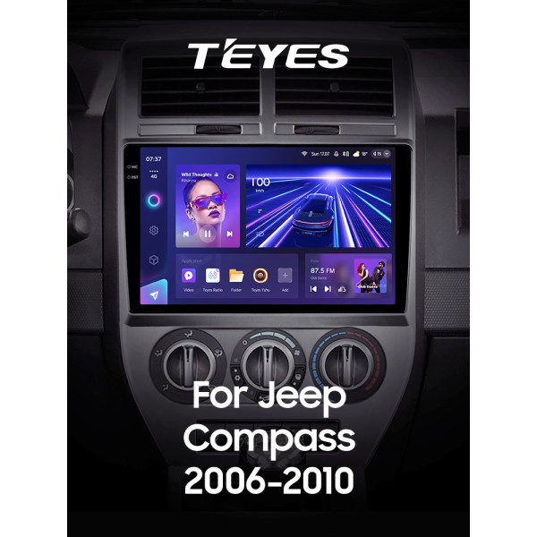 Штатная магнитола Teyes CC3 2k 4+64 Gb Jeep Compass 1 MK 2006-2010 10″