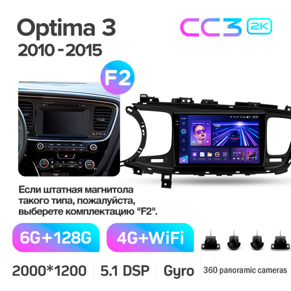 Штатна магнітола Teyes CC3 6+128 Gb з коловим оглядом 360° Kia Optima 3 K5 TF 2010-2015 (F2) 9