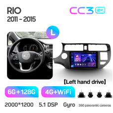 Штатная магнитола Teyes CC3 2k 6+128 Gb 360° Kia RIO 4 K3 2011-2015 9″