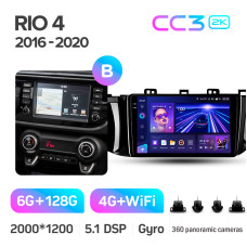 Штатна магнітола Teyes CC3 6+128 Gb з коловим оглядом 360° Kia RIO 4 2016-2020 (B) 9" 2k