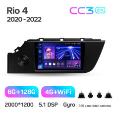 Штатна магнітола Teyes CC3 6+128 Gb з коловим оглядом 360° Kia Rio 4 IV FB 2020-2022 9" 2k