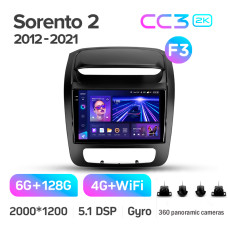 Штатная магнитола Teyes CC3 2k 6+128 Gb 360° Kia Sorento 2 XM 2012-2021 (F3) 9″