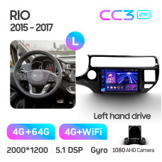 Штатная магнитола Teyes CC3 2k 4+64 Gb Kia RIO 4 K3 2015-2017 9″